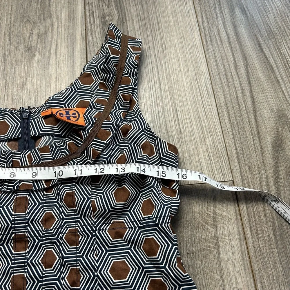 Tory Burch Sleeveless Geometric Print‎ Silk Blouse